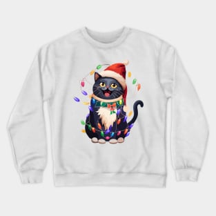 Christmas Lights Cat Merry Catmas Crewneck Sweatshirt